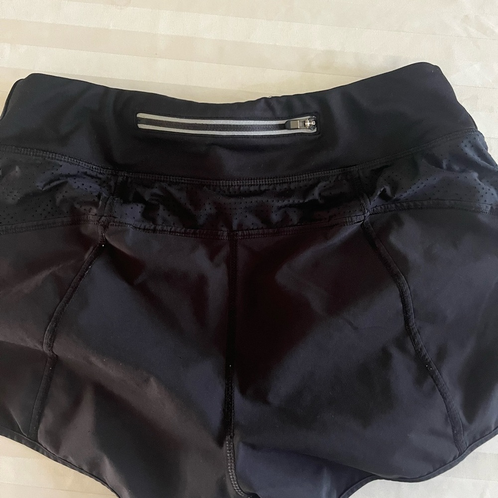Athleta Running Shorts 3” XSMALL Black Lined Built-in Brief Zip Pocket - Picture 4 of 4